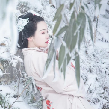 梅花雪红衣女生头像唯美古风真人头像