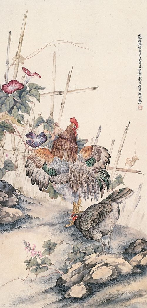 刘奎龄画鸡作品 中国风