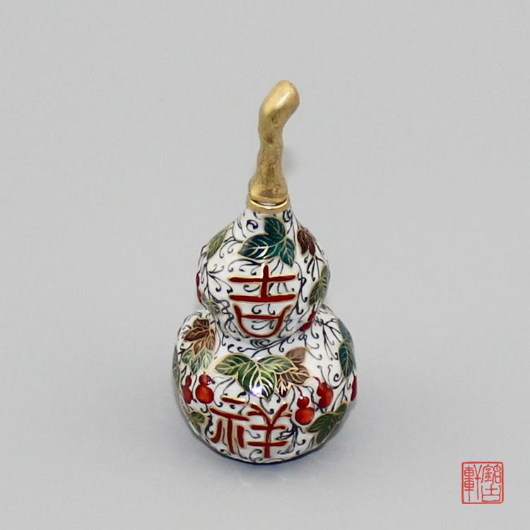 手工描金粉彩葫芦陶瓷鼻烟壶八卦葫芦工艺品