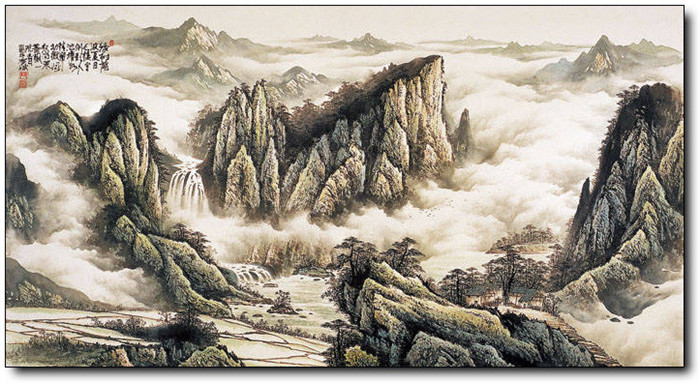 巍峨大气的山水风景水墨国画作品欣赏