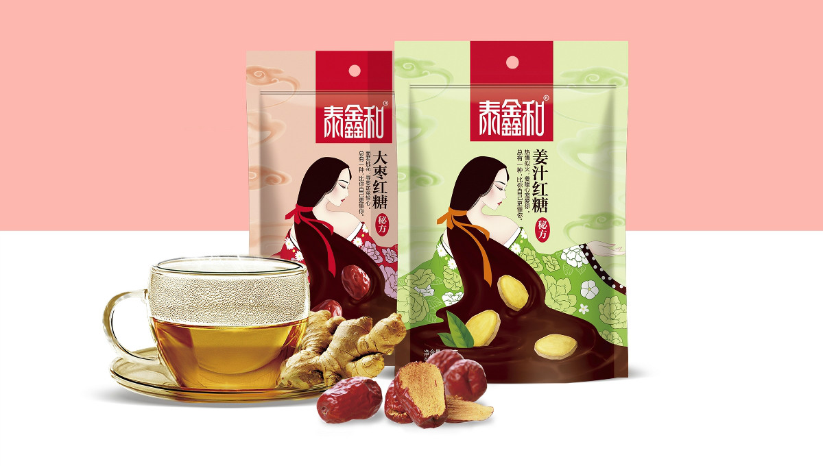 古风美人红糖食品包装设计：甜蜜在心中宠爱