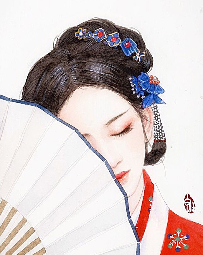 十款唯美古风图片：一组古风女子插画