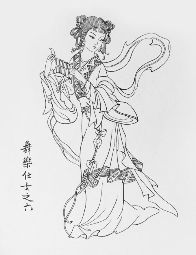 27幅白描仕女图：一笔一画勾勒出仕女美