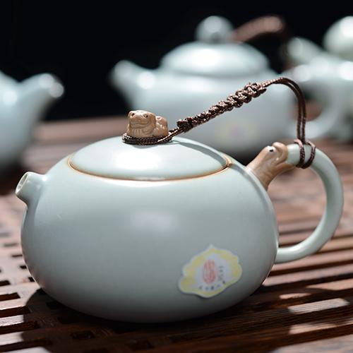 东道汝窑功夫茶具富贵吉祥茶壶图片4