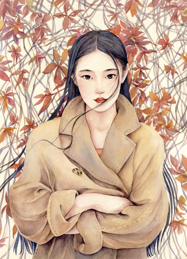 纯真唯美水彩绘画