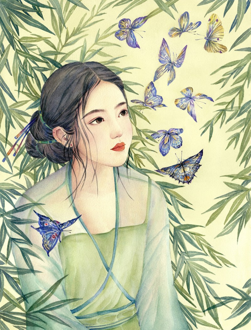 纯真唯美水彩绘画