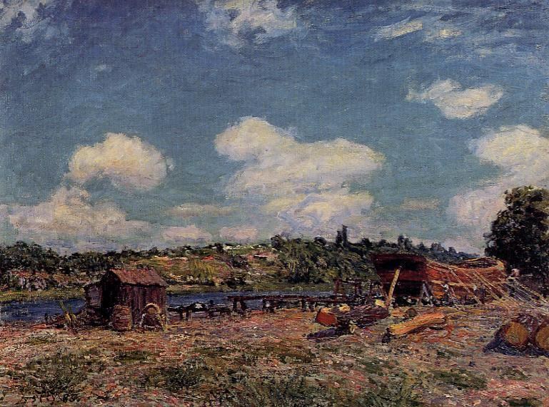 法国画家阿尔弗莱德&#183;西斯莱(Alfred Sisley)风景