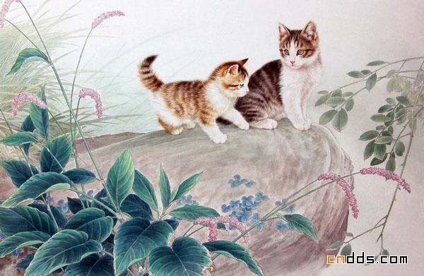 快要跳出画面的可爱小猫插画