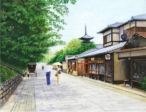 东京小镇街头建筑水彩插画设计欣赏