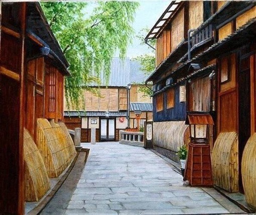 东京小镇街头建筑水彩插画设计欣赏