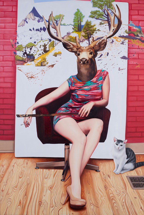  Emily Burns油画作品–鹿女Deer Girls Series