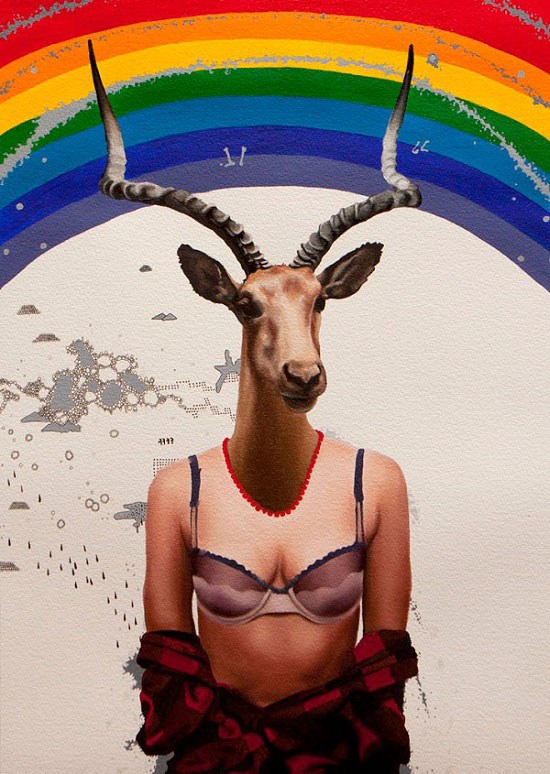  Emily Burns油画作品–鹿女Deer Girls Series