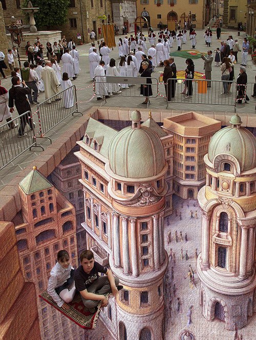 意大利街头3D绘画大师Kurt Wenner：街头作品秀