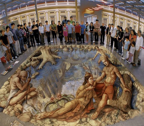 意大利街头3D绘画大师Kurt Wenner：街头作品秀