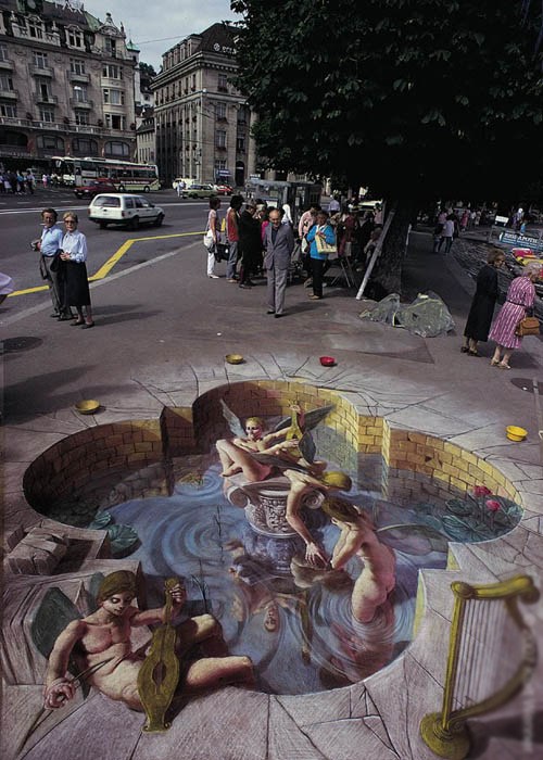 意大利街头3D绘画大师Kurt Wenner：街头作品秀