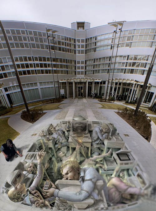 意大利街头3D绘画大师Kurt Wenner：街头作品秀