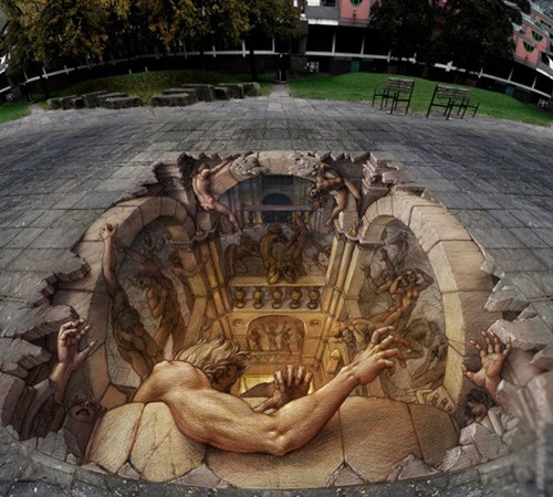 意大利街头3D绘画大师Kurt Wenner：街头作品秀