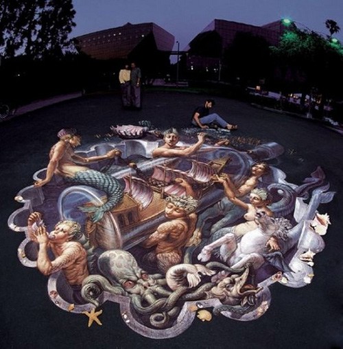 意大利街头3D绘画大师Kurt Wenner：街头作品秀