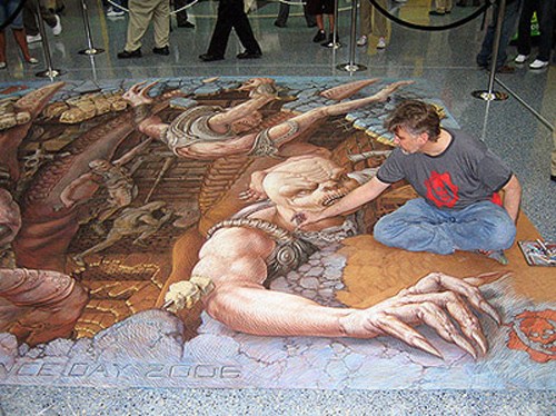 意大利街头3D绘画大师Kurt Wenner：街头作品秀