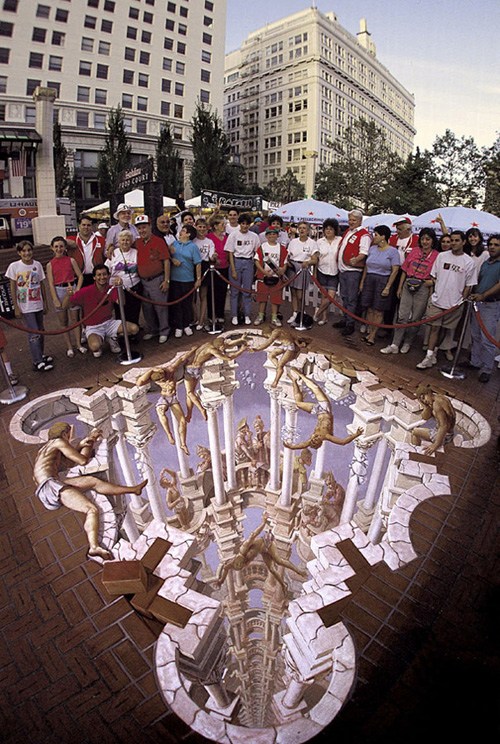 意大利街头3D绘画大师Kurt Wenner：街头作品秀