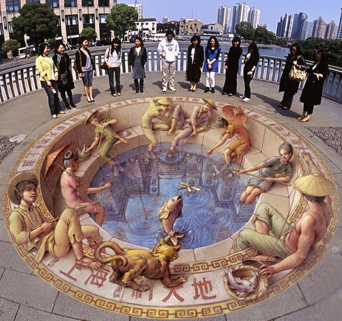 意大利街头3D绘画大师Kurt Wenner：街头作品秀