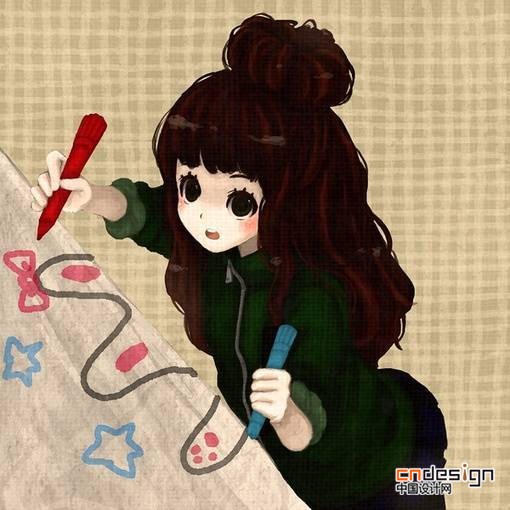 甜美小女生唯美插画