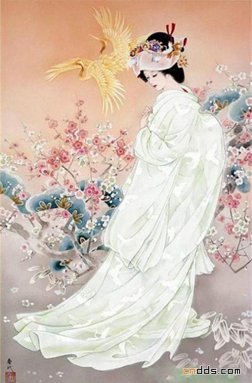 温文尔雅表现含蓄美得日本女性插画设计欣赏