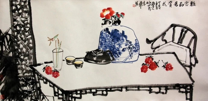 水墨青花--马硕山水墨画作品（一）