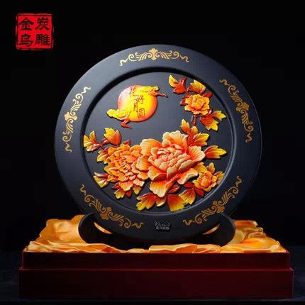 中国风金乌炭雕创意艺术品（一）