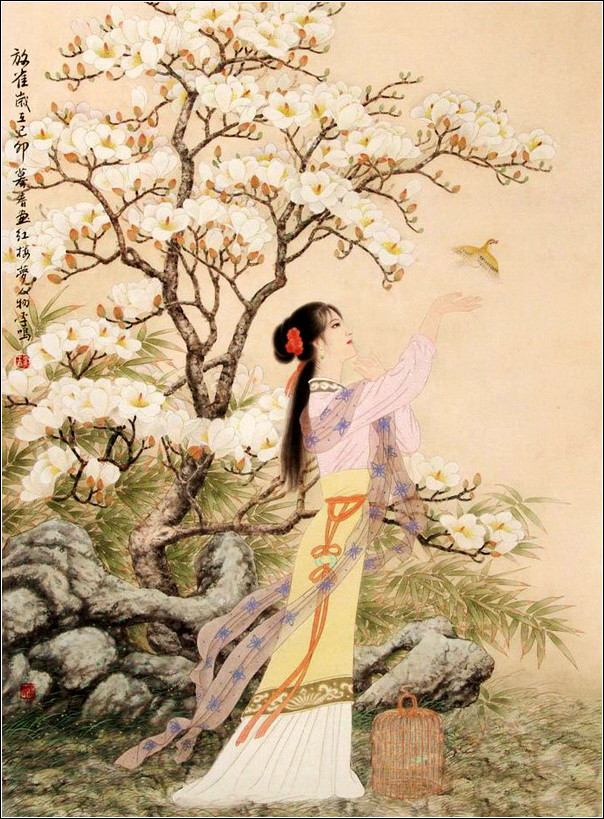 如花照水的古典美女绘画艺术（二）