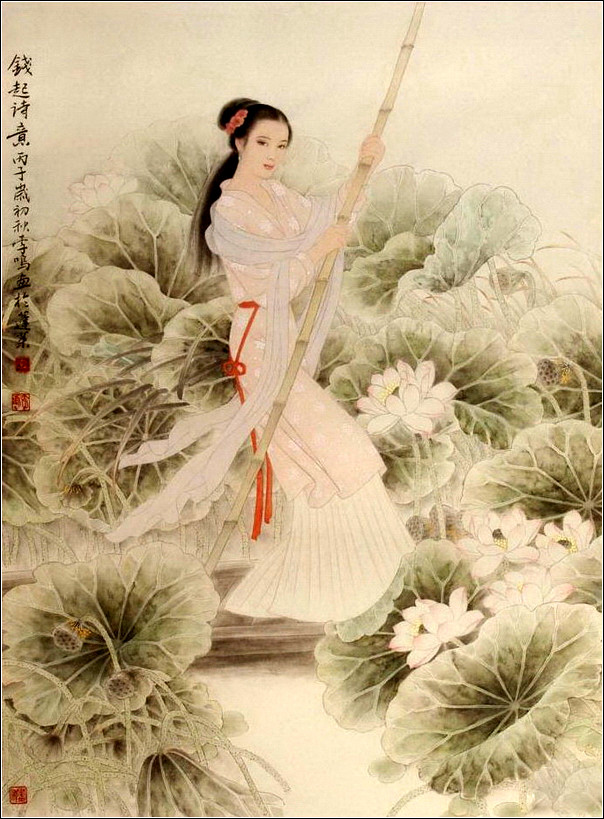 如花照水的古典美女绘画艺术（一）