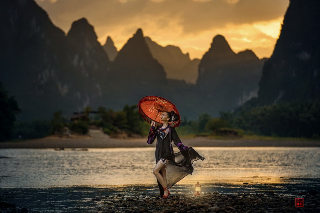 印象漓江--漓江烟雨唯美人像摄影