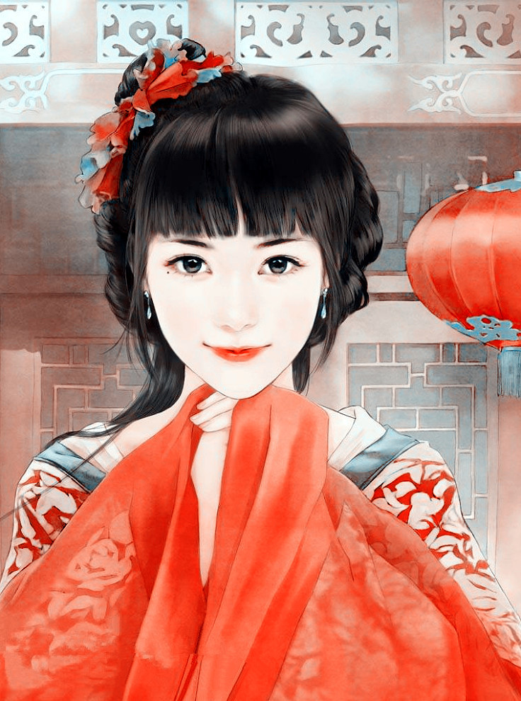 中式风格唯美美女插画创意作品