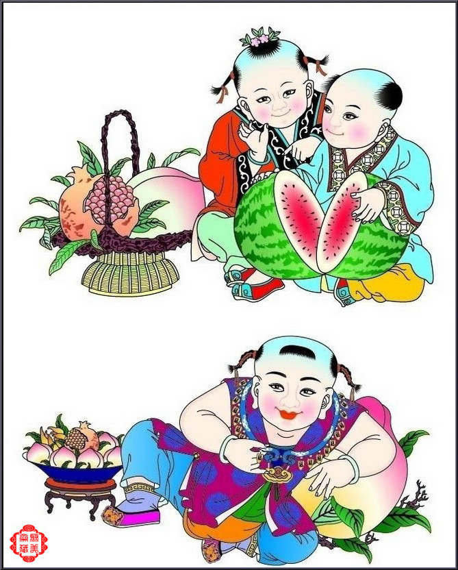 百子吉祥如意图案