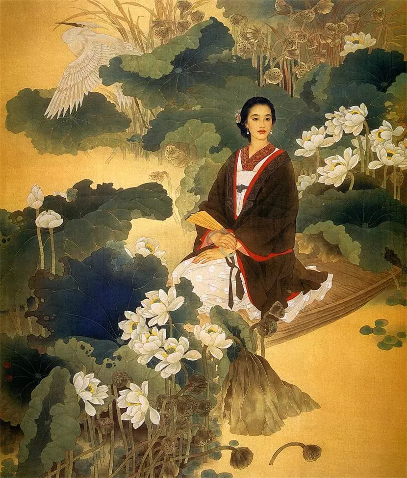 赵国经工笔仕女绘画艺术作品