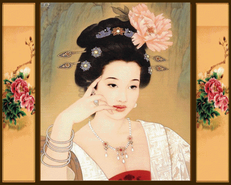 动态的中国仕女绘画艺术作品 