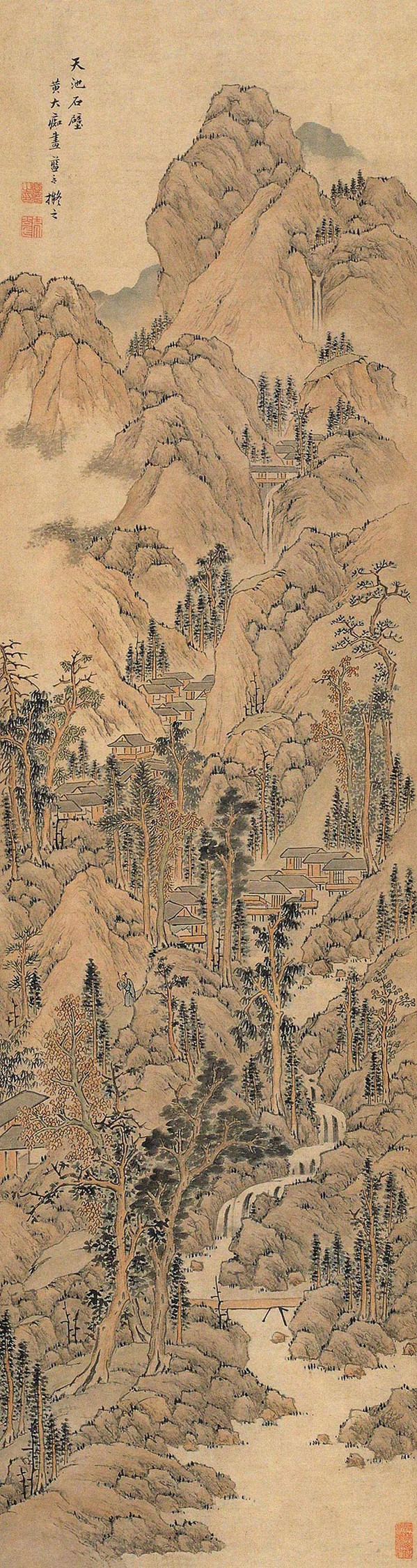 清代画家蓝孟山水绘画艺术作品