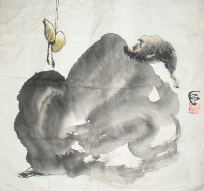 当代画家师国栋水墨达摩绘画艺术 