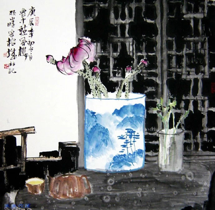 水墨青花–马硕山水墨画作品（二）